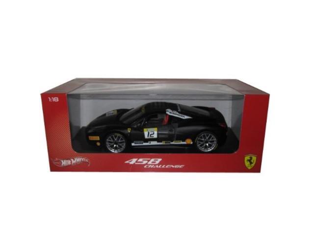 Ferrari 458 Challenge Matt Black #12 1/18 Diecast Car Model by Hot Wheels