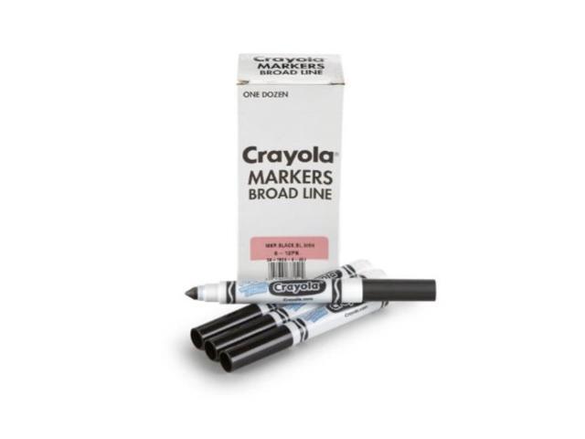 Crayola Broad Line Washable Markers Broad Bullet Tip Black 12/Box 587800051