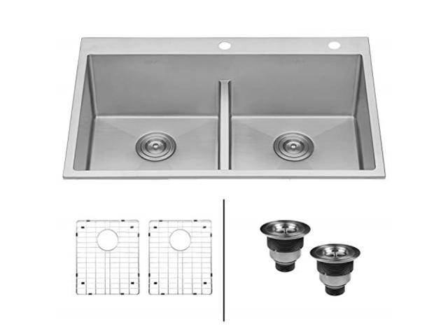 Photos - Other kitchen appliances ruvati 33inch dropin lowdivide tight radius 50/50 double bowl 16 gauge top