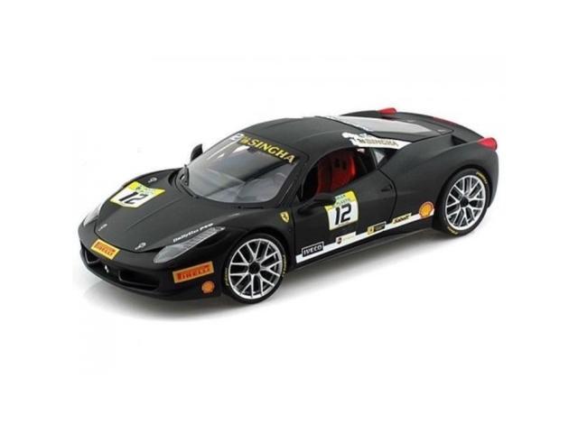 Ferrari 458 Challenge Matt Black #12 1/18 Diecast Car Model by Hot Wheels