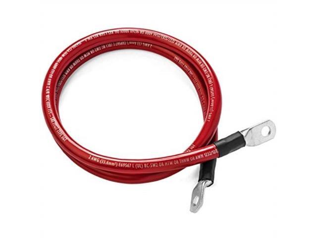 red 10 foot 2/0 awg battery cable by spartan power positive only 10 ft 3/8' ring terminals