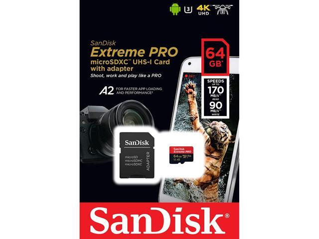 SanDisk Extreme Pro MicroSDXC UHS-I U3 A2 V30 64GB + Adapter