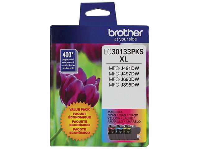 Brother Printer Genuine LC30133PKS 3-Pack High Yield Color Ink Cartridges, Page Yield Up to 400 Pages/Cartridge, Includes Cyan, Magenta and Yellow,...