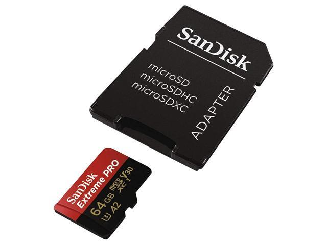 SanDisk Extreme Pro MicroSDXC UHS-I U3 A2 V30 64GB + Adapter
