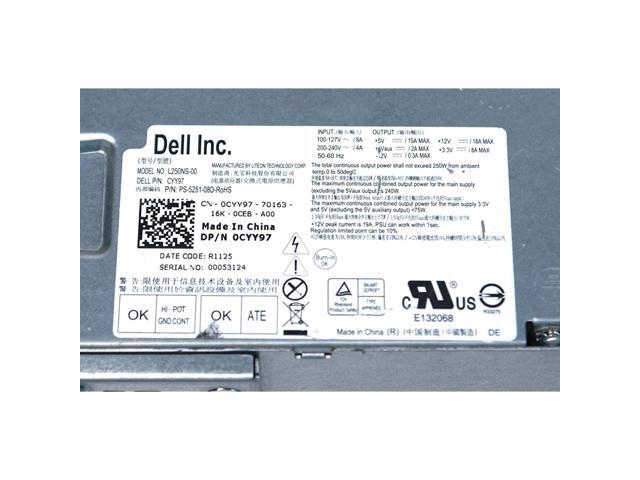 Dell 7GC81 Optiplex 390 790 990 DT 250W Power Supply H250AD-00 D250A005L