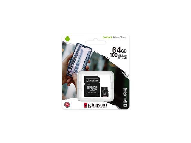 Kingston 64GB microSDHC Canvas Select Plus 100MB/s Read A1 Class 10 UHS-I Memory Card + Adapter (SDCS2/64GB)