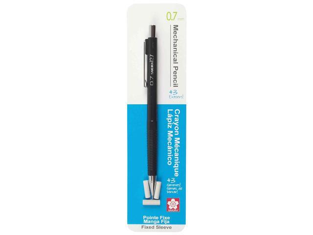 UPC 993359003986 product image for Sakura 50298 Mechanical Pencil Fixed Sleeve 0.7-mm with 3 Erasers, Black | upcitemdb.com