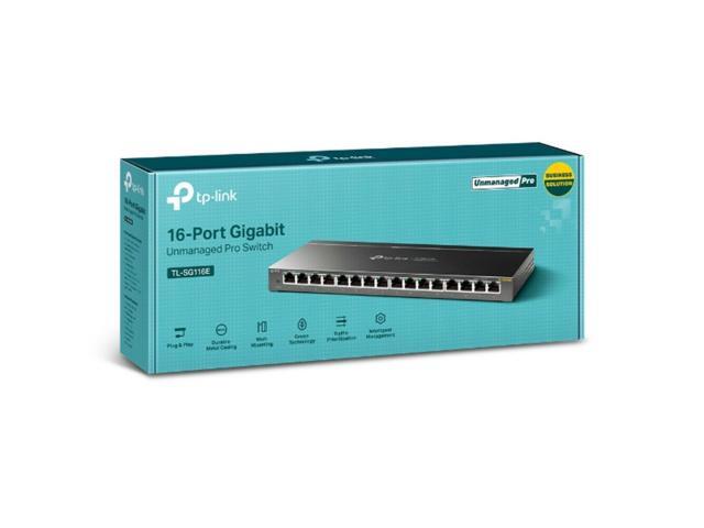 TP-Link TL-SG116E Network 16-Port Gigabit Desktop Switch 4-Port 56W Pro