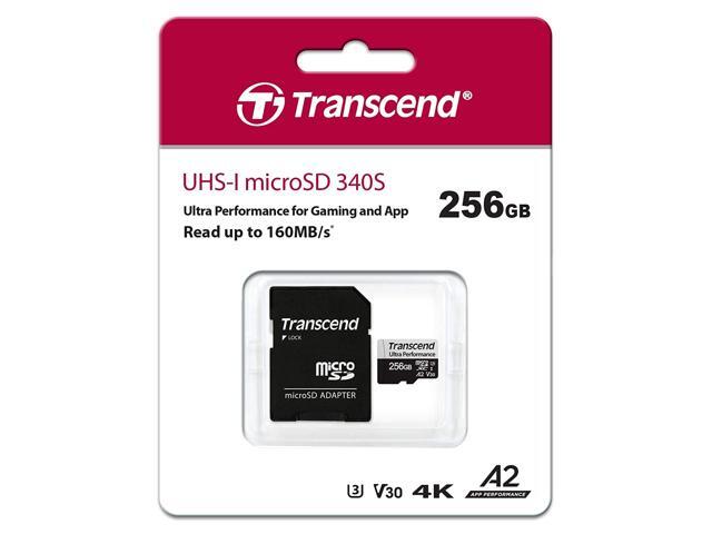Transcend 256GB microSDXC 340S High Performance Memory Card UHS- I, U3, V30, A2, 4K, Full HD - TS256GUSD340S
