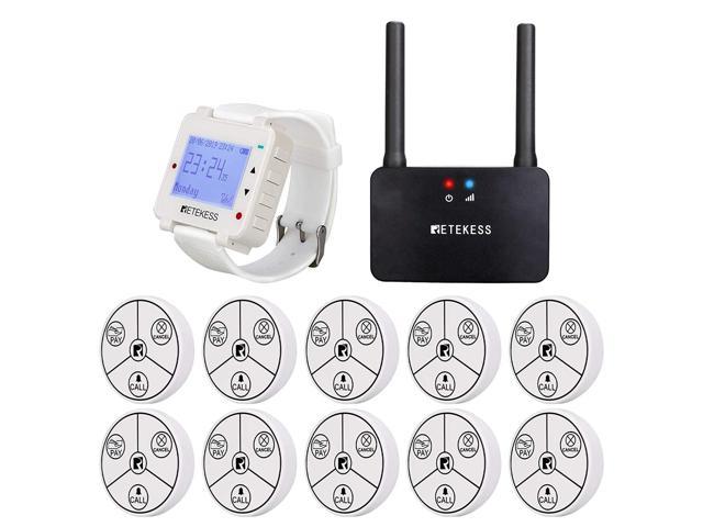 T128 Restaurant Pager System, Wireless Calling System,1640 Ft,10 3-Key No Battery Required Call On For Restaurant, Cafe, Resort, Wine Cellar photo