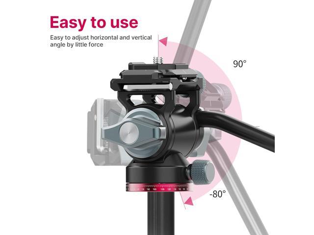 Zell Video Fluid Head For Camera Tripod - U-190 Mini Pan Tilt Head Small Panoramic Ball Head With Arca Swiss Quick Release Plate Lightweight...