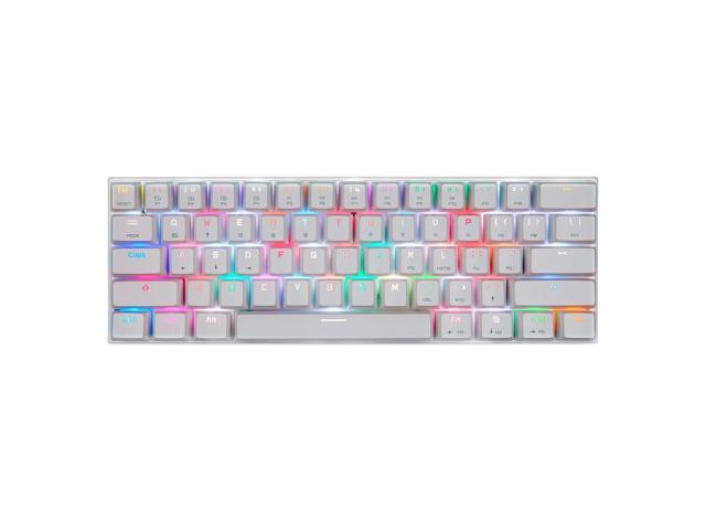 Bluetooth/Wired 60% Mechanical Keyboard- 61 Keys Multi Color Rgb Led Backlit Type-C Gaming/Office Keyboard For Pc/Mac Gamer (Red Switch, White)