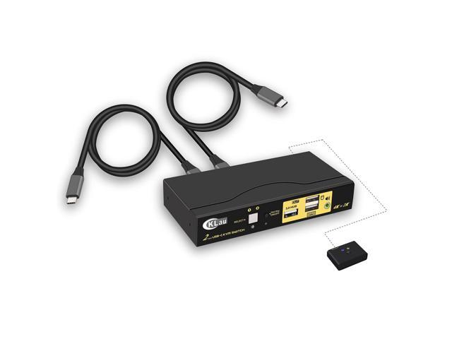 Zell 4K@60Hz 2 Port Usb C Kvm Switch With Audio, Dual Port Usb-C Kvm Switcher For 2 Computers/Mac/Mobile Sharing 1 Monitor, Keyboard And Mouse.
