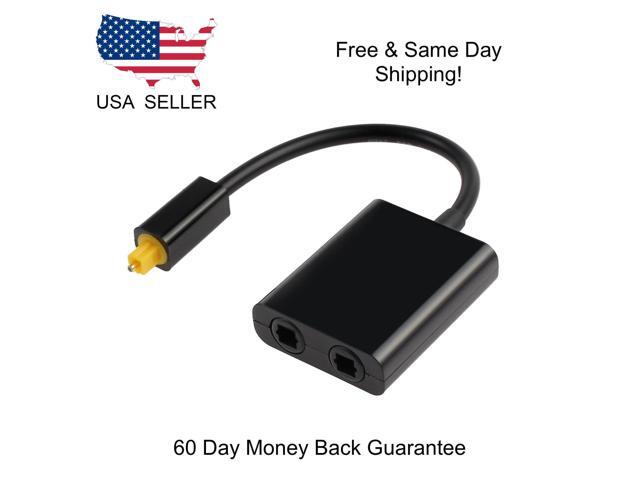 Dual Port Toslink Digital Optical Adapter Splitter Fiber Audio Cable 1 In 2 Out