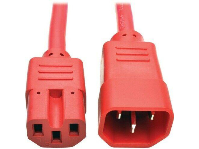 Tripp Lite 3ft Heavy Duty Power Extension Cord 15A 14 AWG C14 C15 Red 3