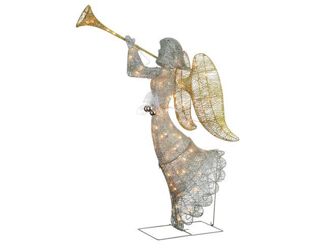 National Tree Company DF070005U 48' Silver Angel Decor, AC Powered - Cool White LED Lights - 24' x 30 'x 48' - Silver