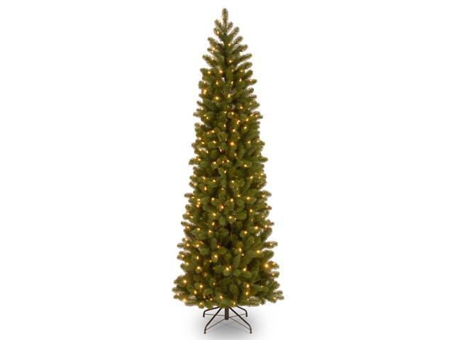 National Tree Company PEDD439265 6.5 ft. Pre-Lit Downswept Douglas Fir Pencil Slim Tree - 30' x 30' x 78' - Green Tree, Green Tree Stand