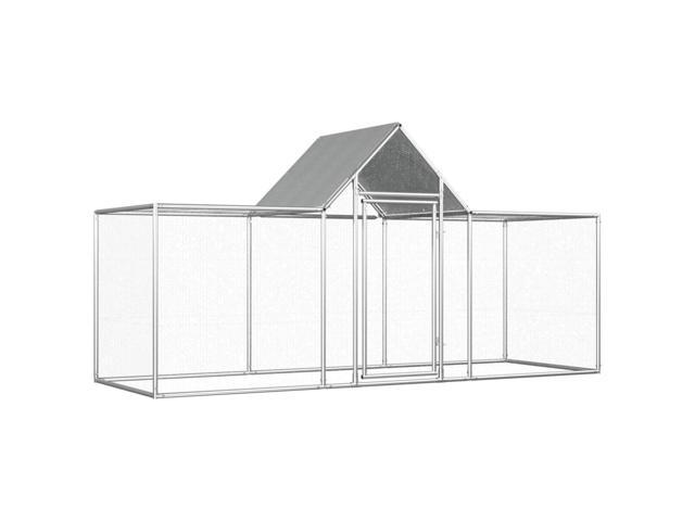 vidaXL Chicken Coop 9.8'x3.3'x4.9' Galvanized Steel