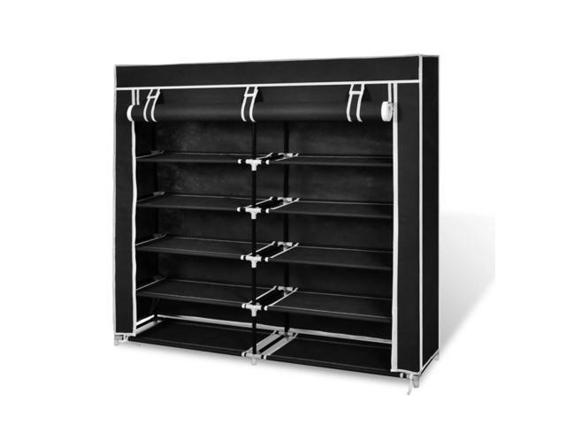 vidaXL Fabric Shoe Cabinet with Cover 45' x 11' x 43' Black
