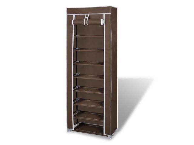 Fabric Shoe Cabinet with Cover 22' x 11' x 64' Brown