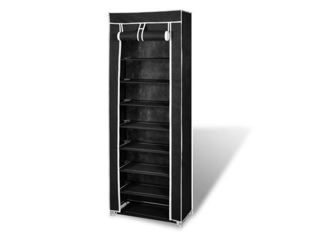 Fabric Shoe Cabinet with Cover 22' x 11' x 64' Black