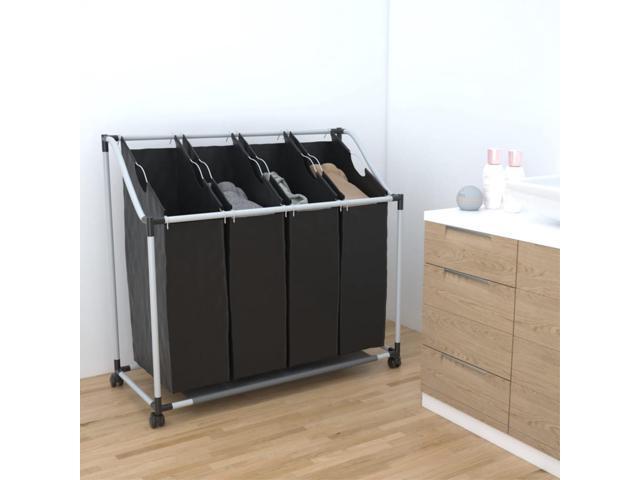 Laundry Sorter with 4 Bags Black Gray