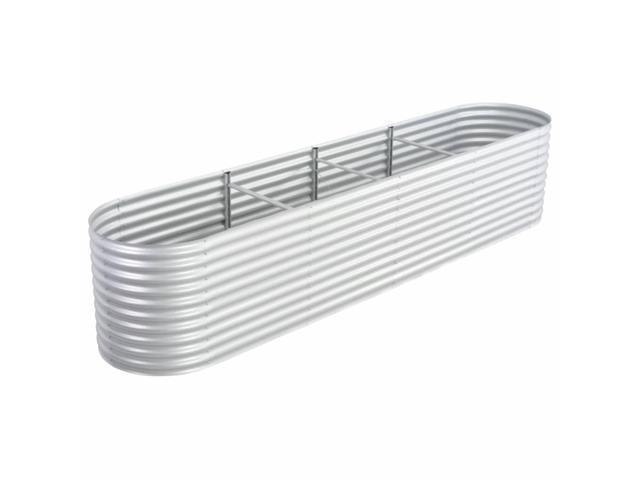 vidaXL Garden Raised Bed 157.4'x31.4'x31.8' galvanized Steel Silver
