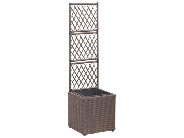 Photos - Display Cabinet / Bookcase VidaXL Trellis Raised Bed with 1 Pot 11.8'x11.8'x42.1' Poly Rattan Brown 4 
