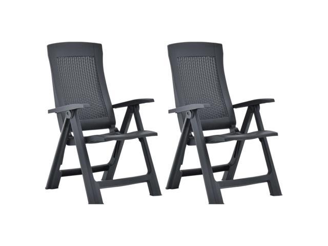Photos - Garden Furniture VidaXL Outdoor Recliner Chairs 2 Pcs Patio Reclining Chair Plastic Anthrac 
