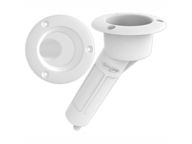 Mate Series Plastic 30° Rod & Cup Holder - Drain - Round Top - White