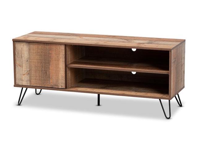 Baxton Studio Iver Modern and Contemporary Rustic Oak Finished 1-Door Wood TV Stand