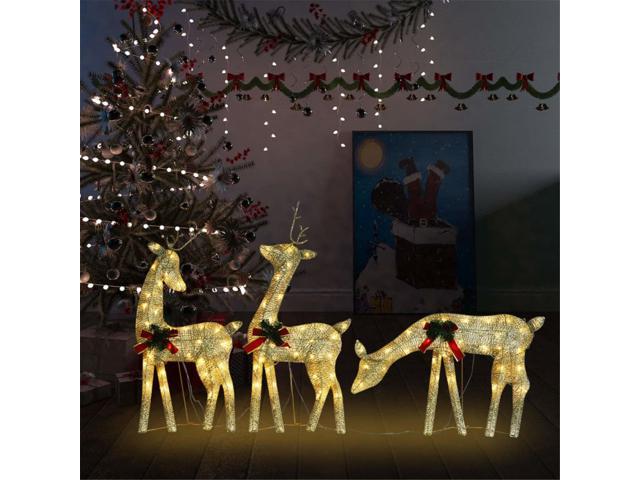 Photos - Display Cabinet / Bookcase VidaXL Christmas Reindeer Family 106.3'x2.8'x35.4' Gold Warm White Mesh 32 