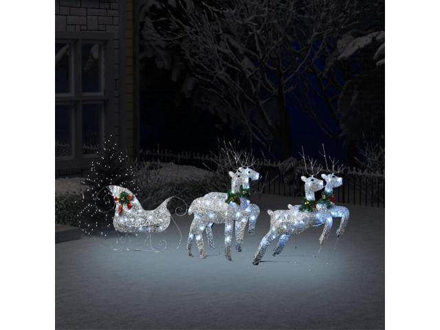 vidaXL Reindeer & Sleigh Christmas Decoration 100 LEDs Outdoor Silver