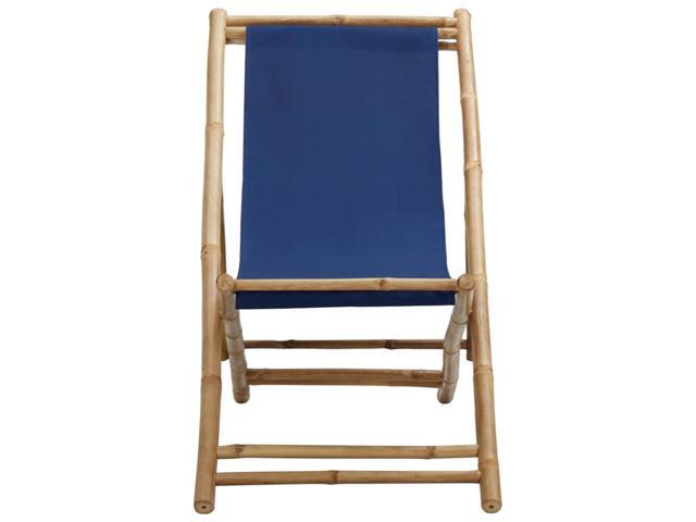 Photos - Chair VidaXL Deck  Bamboo and Canvas Navy Blue 313019 