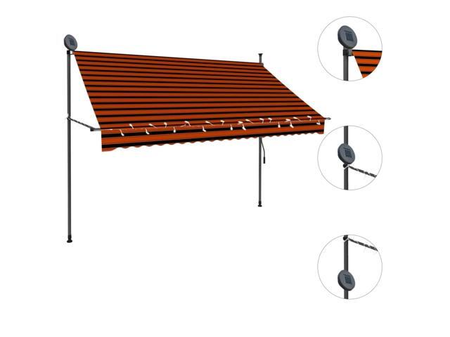 vidaXL Manual Retractable Awning with LED 98.4' Orange and Brown