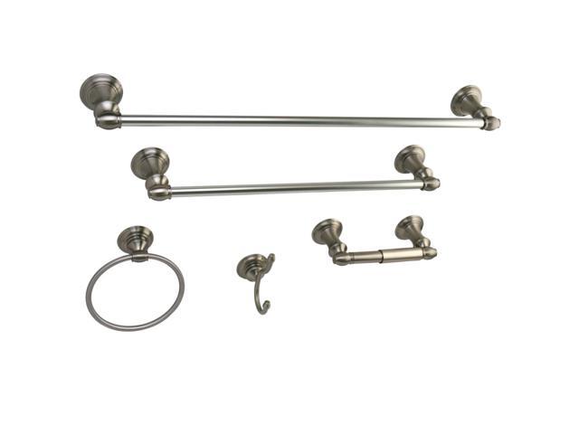 Kingston Brass BAHK161212478SN Provence Collection 5-piece Towel Bar Bath Hardware Set, Satin Nickel