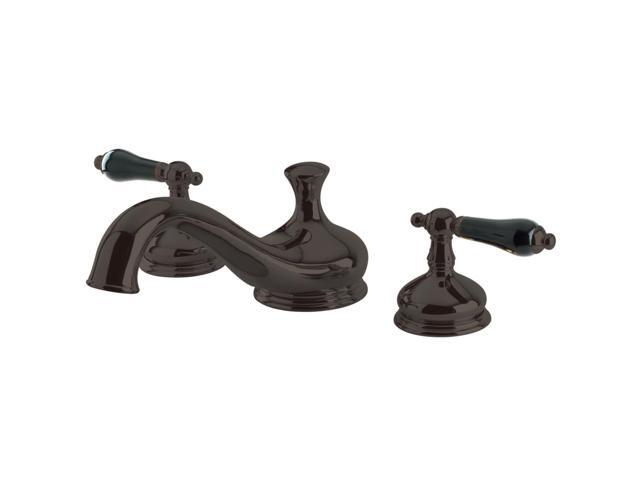 Kingston Brass KS3335PKL Heritage Onyx Roman Tub Filler With Black Porcelain Lev
