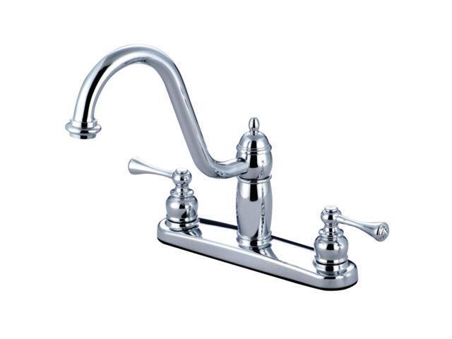 Kingston Brass KB1111BLLS Heritage 8 Twin Lever Handle Kitchen Faucet Without Sprayer, Polished chrome