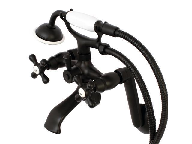 kingston brass ks269orb vintage wall mount clawfoot tub filler with hand shower, oil rubbed bronze