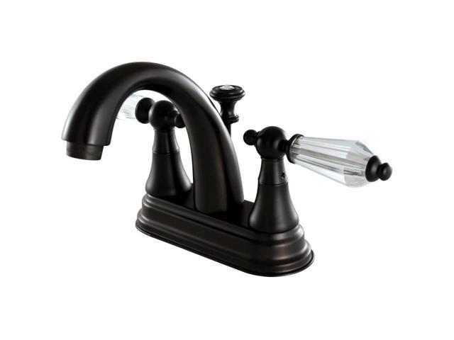 kingston brass ks7615wll 4' centerset lavatory faucet with brass popup, 43/4' in spout reach, oil rubbed bronze