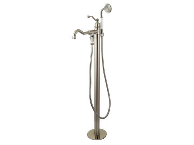 Kingston Brass KS7138ABL English Country Single Handle Freestanding Roman Tub Filler with Hand Shower, Satin Nickel