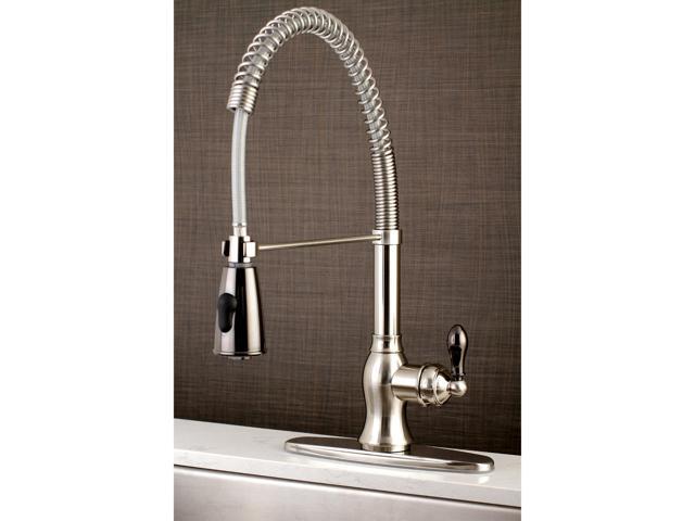 Gourmetier GS8898DKL Kaiser Single-Handle Pre-Rinse Kitchen Faucet, Brushed Nickel/Black Stainless Steel