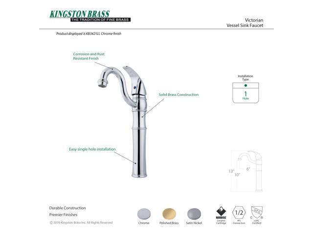 Kingston Brass KB3421LL Vessel Sink Faucet, Polished Chrome