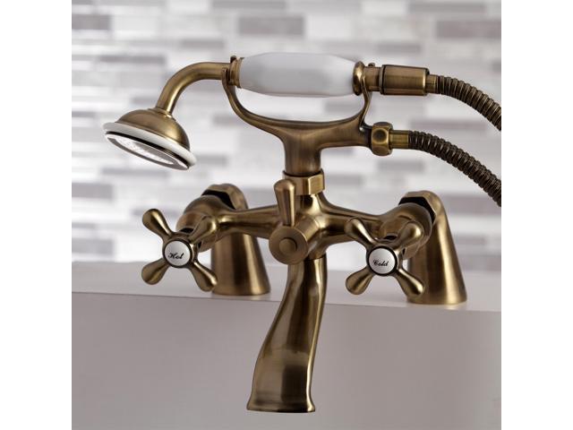 Kingston Brass KS267AB Clawfoot Tub Filler Faucet With Hand Shower, Antique Brass
