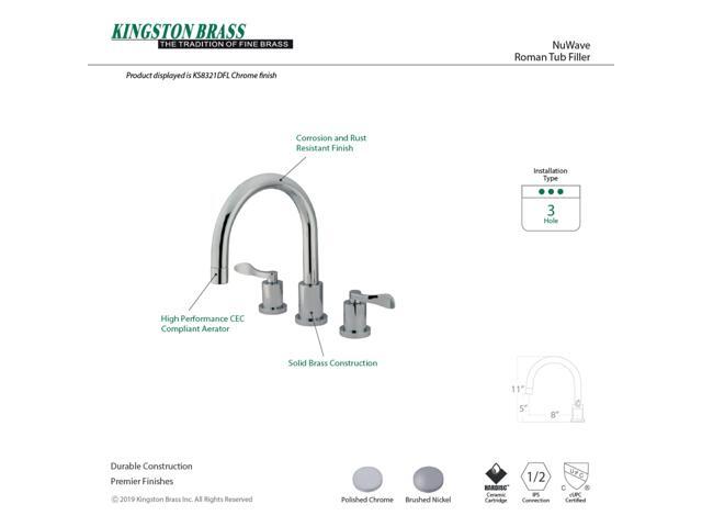 Kingston Brass KS8321DFL Roman Tub Filler, Polished Chrome