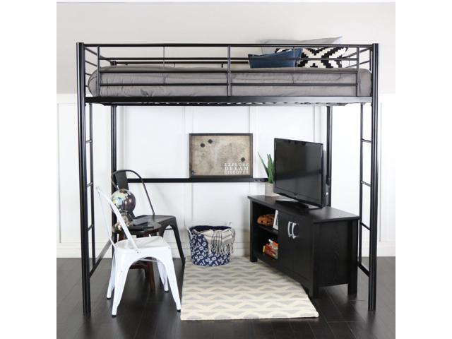 Photos - Display Cabinet / Bookcase Walker Edison WE Furniture Loft Bunk Bed, Full, Metal Black BDOLBL 