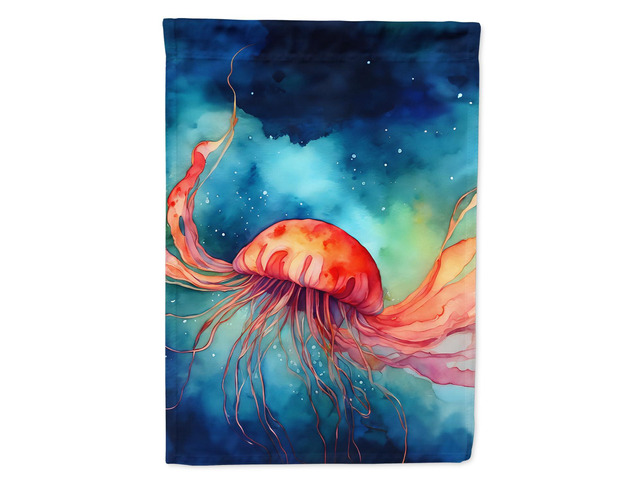 Caroline's Treasures Jellyfish House Flag Large Porch Sleeve Pole Decorative Outside Yard Banner Artwork Wall Hanging, Polyester, House Size,...