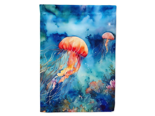 Caroline's Treasures Jellyfish House Flag Large Porch Sleeve Pole Decorative Outside Yard Banner Artwork Wall Hanging, Polyester, House Size,...