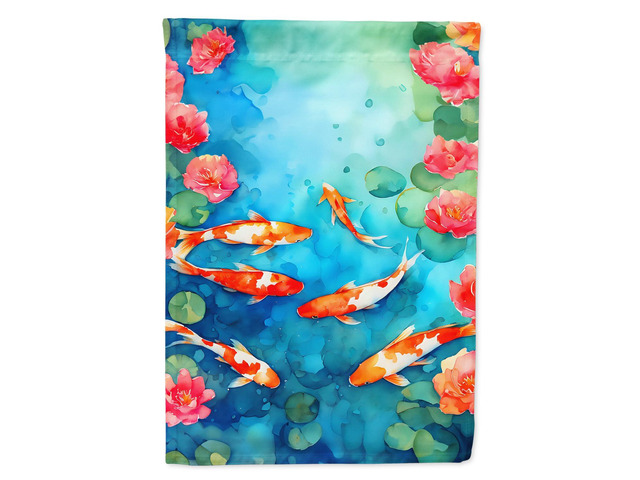 Caroline's Treasures Koi Fish House Flag Large Porch Sleeve Pole Decorative Outside Yard Banner Artwork Wall Hanging, Polyester, House Size,...
