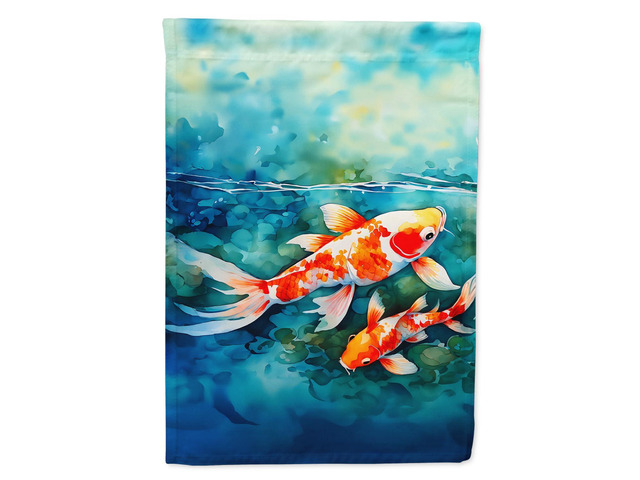 Caroline's Treasures Koi Fish House Flag Large Porch Sleeve Pole Decorative Outside Yard Banner Artwork Wall Hanging, Polyester, House Size,...